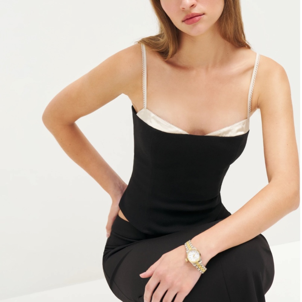 Reformation Black and Cream Camisole